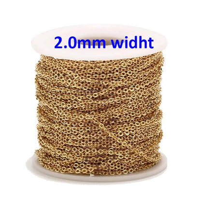 2 Meters Stainless Steel Rose Gold/Gold Link Chain Necklace Bulk Cable 2mm Width  for Jewelry Making Findings DIY Supplies