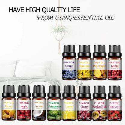 Buy 8 Get 2 Free 10ml Passion Fruit Fragrance Oil Diffuser Strawberry Mango Watermelon Coconut Flavoring Oil for Spa Soap Making