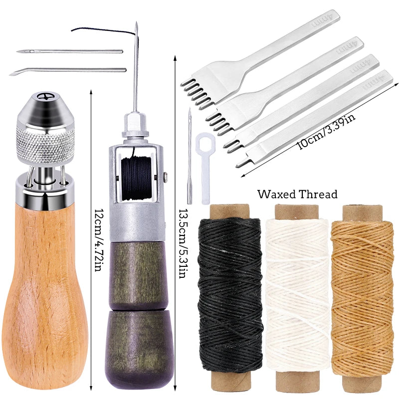 LMDZ Leather Sewing Awl Thread Kit Manual Sewing Machine Speedy Stitcher Leather Craft Stitching Shoemaker Canvas Repair Tool