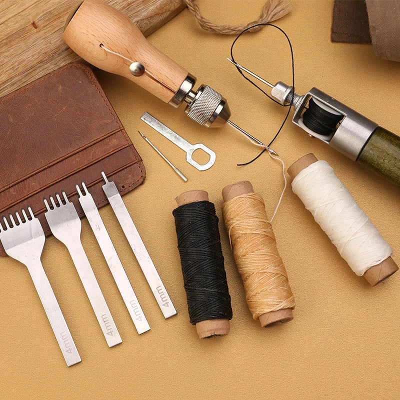 LMDZ Leather Sewing Awl Thread Kit Manual Sewing Machine Speedy Stitcher Leather Craft Stitching Shoemaker Canvas Repair Tool