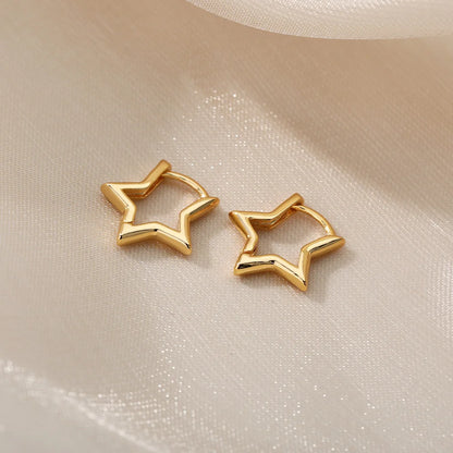 Luxury Star Pendientes Earrings For Women Girl Stainless Steel Minimalist Hoop Piercing 2024 New In y2k Jewelry aretes de mujer