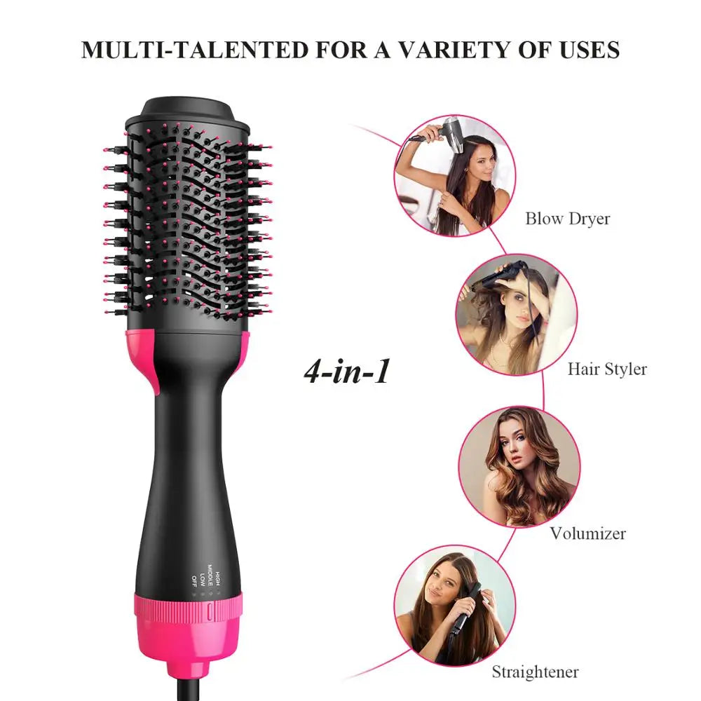 Hair Dryer Hot Air Brush Styler and Volumizer Hair Straightener Curler Comb Roller One Step Electric Ion Blow Dryer Brush