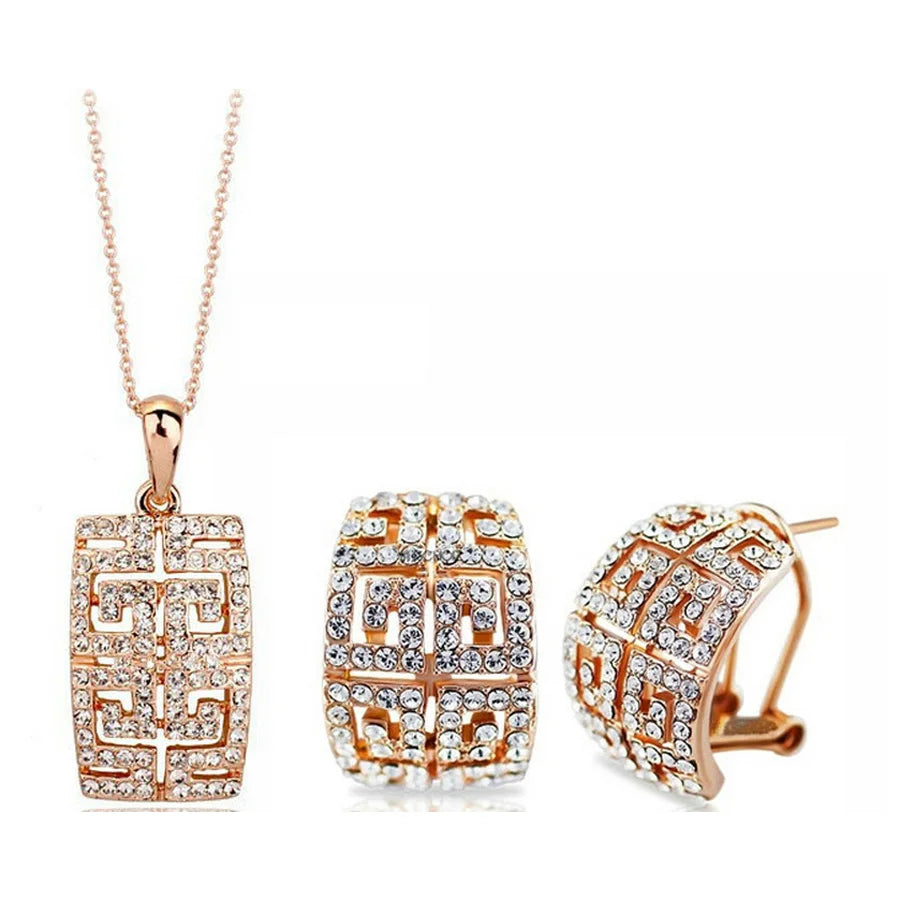 2023 New Design Hot Sale gold-color Austria Crystal Jewelry Set For Women