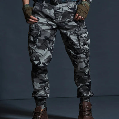 High Quality Khaki Casual Pants Men Tactical Joggers Camouflage Cargo Pants Multi-Pocket Fashions Black Army Trousers Work Wear