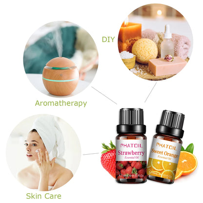 Buy 8 Get 2 Free 10ml Passion Fruit Fragrance Oil Diffuser Strawberry Mango Watermelon Coconut Flavoring Oil for Spa Soap Making