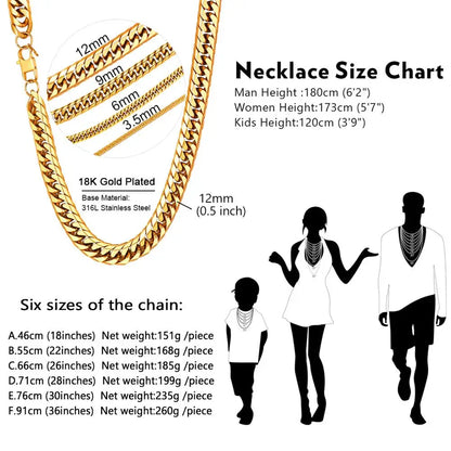 U7 Stainless Steel Chunky Thick Miami Cuban Chain Necklace 6/9/13mm 14-30inches Simple Daily Jewelry