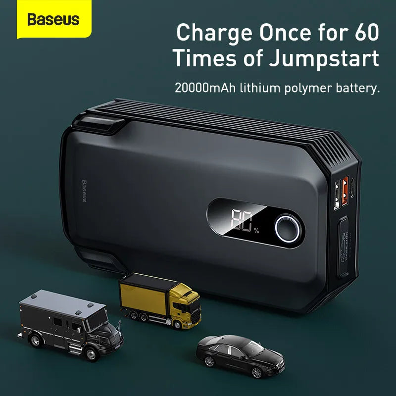 Baseus 20000mAh Jump Starter Power Bank 2000A 12V Portable Car Battery Starter Emergency AUTO Booster Starting Device Jump Start