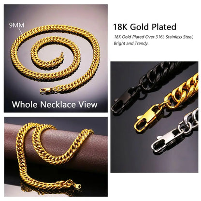 U7 Stainless Steel Chunky Thick Miami Cuban Chain Necklace 6/9/13mm 14-30inches Simple Daily Jewelry