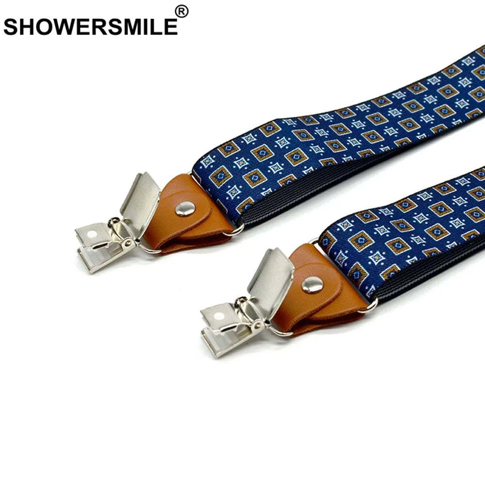 Suspenders Men For Pants Adjustable Casual Belts Leather 3 Clips Y Shape Brace Stylish Print Male Suspender 120cm*3.5cm