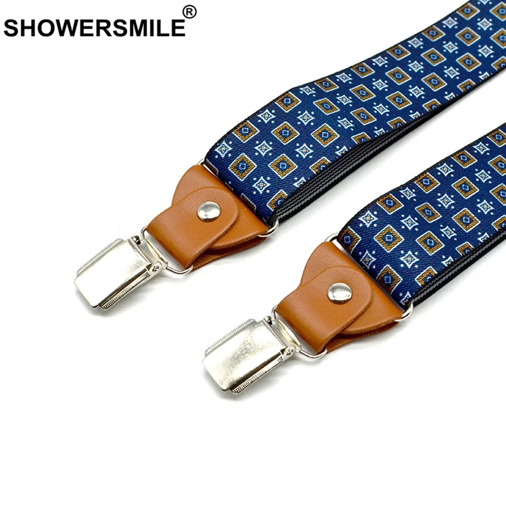 Suspenders Men For Pants Adjustable Casual Belts Leather 3 Clips Y Shape Brace Stylish Print Male Suspender 120cm*3.5cm