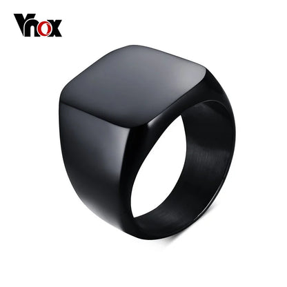 Vnox Smooth Men's Black Rock Punk Rings Cool Fashion Individuality Signet Ring for Men Party Jewelry