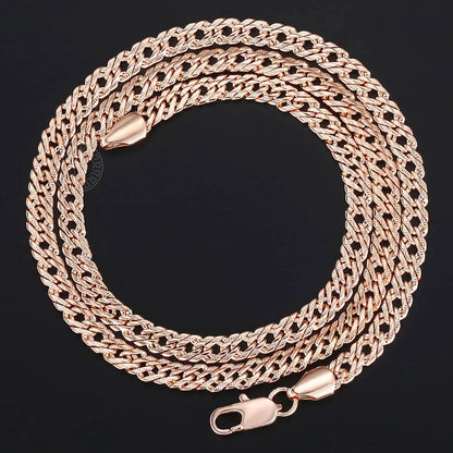 Trendsmax Necklaces for Women Men 585 Rose Gold Color Venitian Curb Link Chain Necklace 45cm 55cm 60cm Fashion Jewelry KGN453