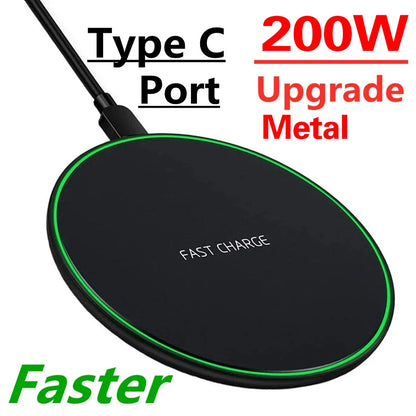 200W  Wireless Charger Pad For iPhone 14 13 12 15Pro XS Max Induction Fast Wireless Charging Station For Samsung Xiaomi Huawei