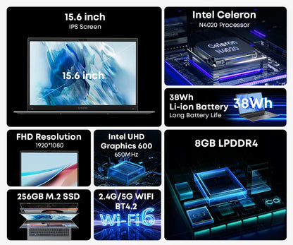 CHUWI HeroBook Pro/Plus Laptop 8GB RAM 256GB SSD Intel Celeron N4020 Dual Core Laptops IPS Screen Windows 11 NoteBook Computer