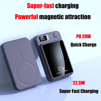 Miniso 2024 New 100000mAh Wireless Power Bank Magnetic Qi Portable Powerbank Type C Mini Fast Charger For iPhone Samsung MaCsafe