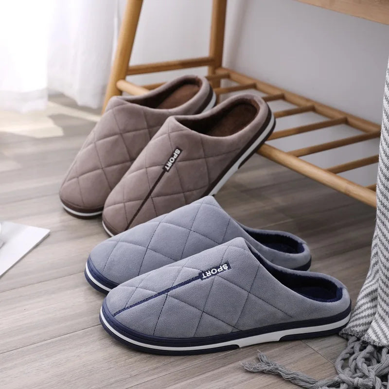 Size 47 48 49 50 Men Autumn Winter Warm Big Size Cotton Slippers Large Size Plus Home Bedroom Casual Shoes House Indoor Slides