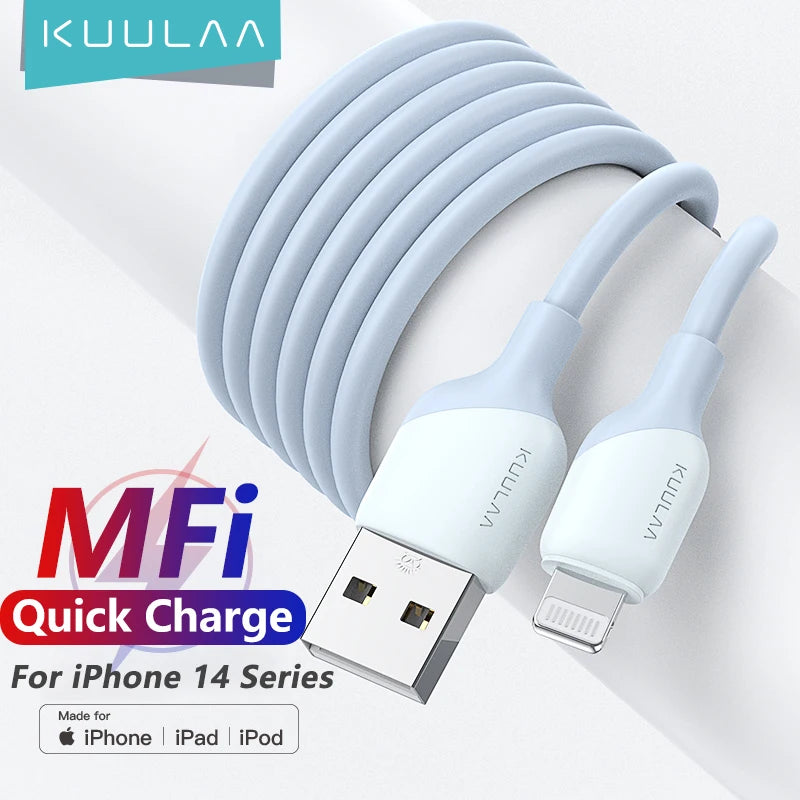 KUULAA MFi USB Cable For iPhone 14 13 12 11 Pro Max X XS XR 8 7 6 Plus iPhone charger Fast Charging USB Cord For Lightning Cable