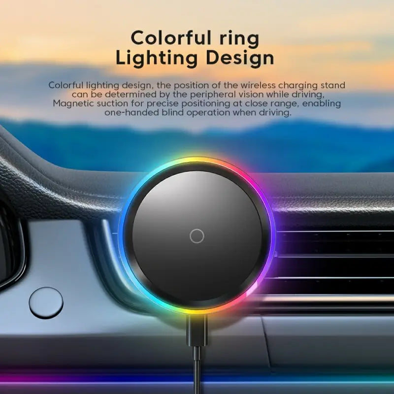 Essager RGB Magnetic Car Phone Holder Qi 15W Wireless Charger Car For iPhone 14 13 Pro Max Samsung Phone Holder Stand