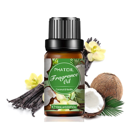 PHATOIL 10m Coffee Fragrance Oil for Perfume Making Black Opium Coconut&Vanilla Magnolia Jadore Angel White Musk Peach Aroma Oil