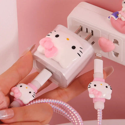 20W Protector For Iphone Charger Sanrio Hello Kitty Data Cable Protective Sleeve Cartoon Cute Pvc Protective Cover Accessories