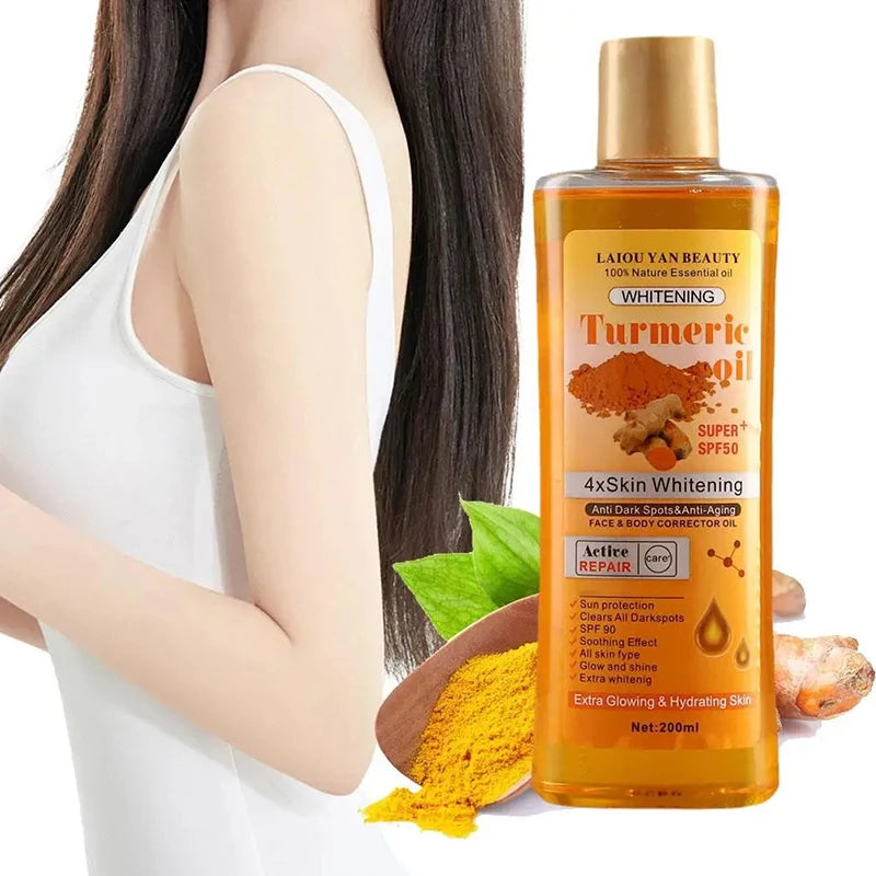 2pcs Turmeric Essential Oil Face & Body Anti Dark Spots Anti Aging 100% Natural Oil Skin Whitening And Hydrating Oil 400ml