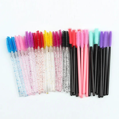 HOT 5/25/50pcs Plastic Mascara Wands Applicator Disposable Eyelash Brush Comb Crystal Eyelash Brushes Makeup Beauty Eye Brush