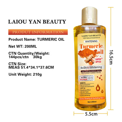 200ml Turmeric Remove Dark Spots Essential Oil for Women Moroccan Ginger Anti Wrinkle Serum Men Whitening Moisturizing Skin Care