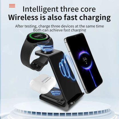 3 in 1 30W Travel Wireless Charger For Samsung Galaxy S23 S22 Watch 6 pro/5/4/3 Active 1 2 Buds 2 Pro Plus Fast Charging Station