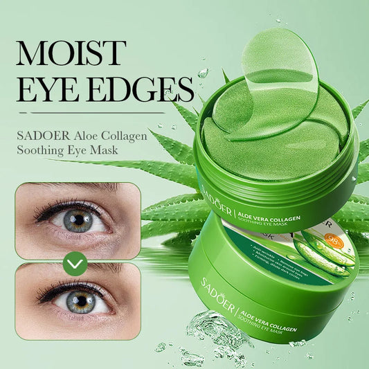 60PCS=30 Pairs Aloe Vera Eye Mask Moisturizing Collagen Hyaluronic Acid Gel Eye Patches Reduce Wrinkles Dark Circles