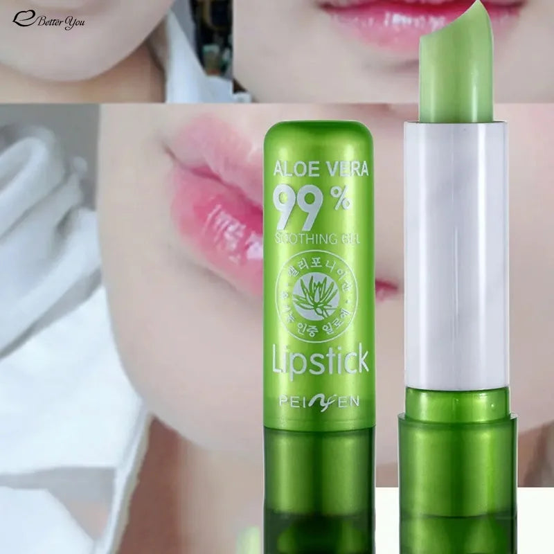 Lip Balm Lipstick Aloe Vera Strawberry Makeup Lip Care Lipstick Color Mood Changing Long Lasting Moisturizing Lipstick Beauty