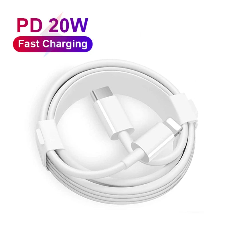 Original 20W Type C Cable For iPhone 13 12 11 14 Pro Max Mini XS Max 7 8 Plus iPad iPhone Charger Fast Charging Cable Phone Date