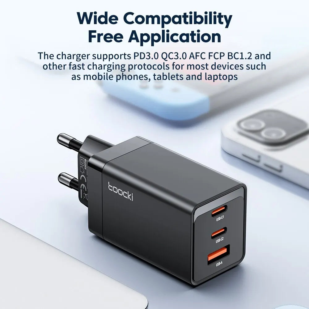 Toocki 67W GaN USB C Charger Quick Charge 65W QC4.0 PD 3.0 45W USB C Type C Fast USB Charger For iPhone 15 14 13 12 Pro MacBook