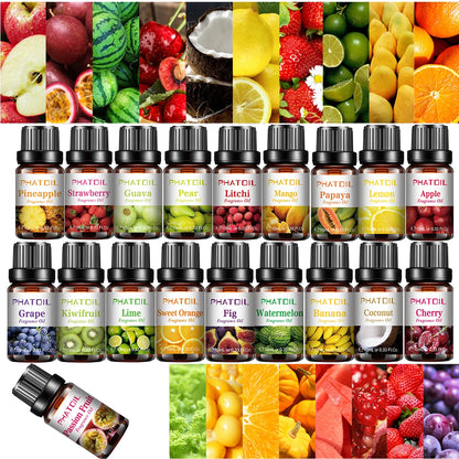 PHATOIL 10ml Strawberry Fragrance Oil Fruit Perfume Making Coconut Tangerine Mango Passion Fruit Watermelon Lemon Fig Aroma Oil