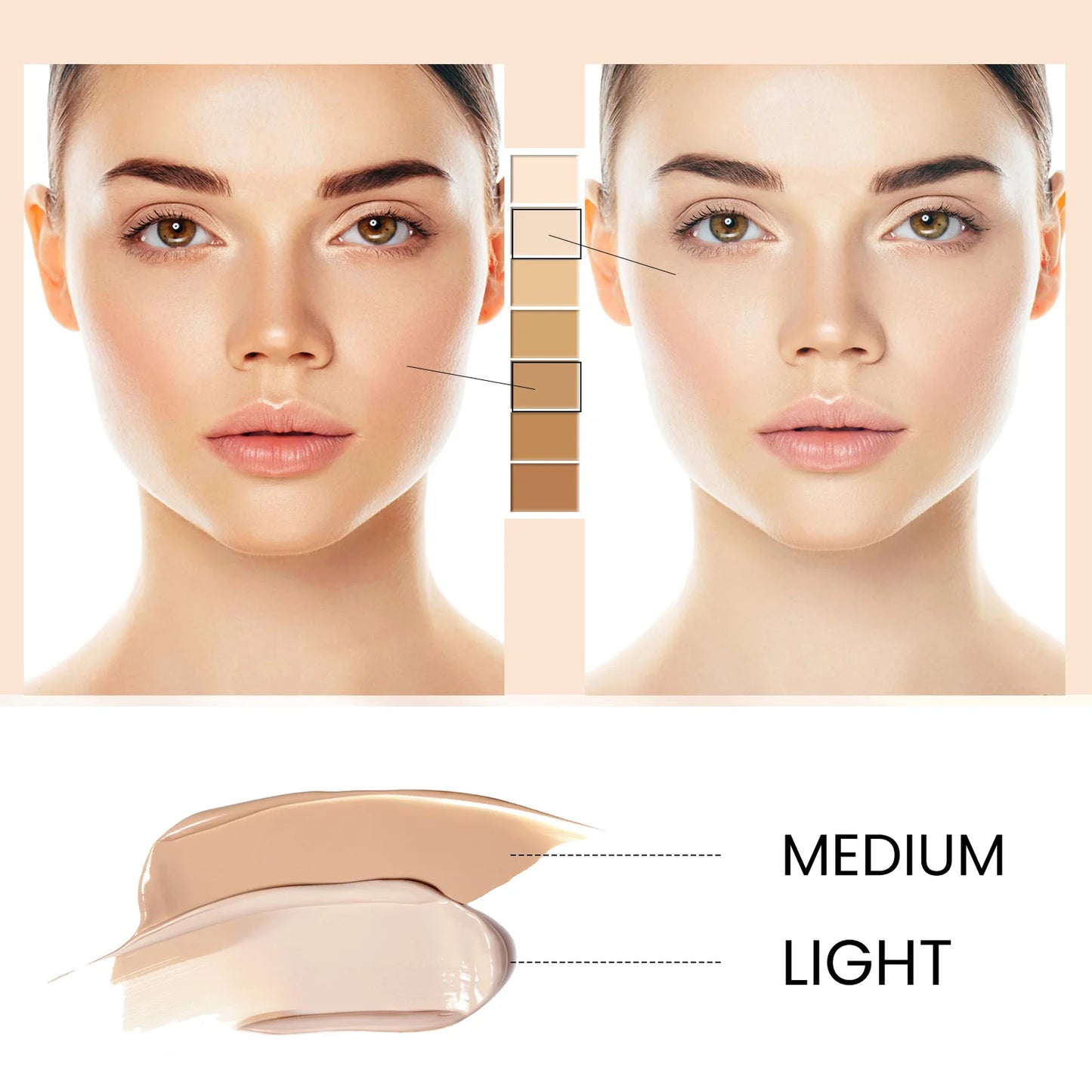 EELHOE Foundation CC Cream Waterproof Concealer Full Coverage Natural Oil-Control Whitening Cosmetics Long Lasting SPF 50 Makeup