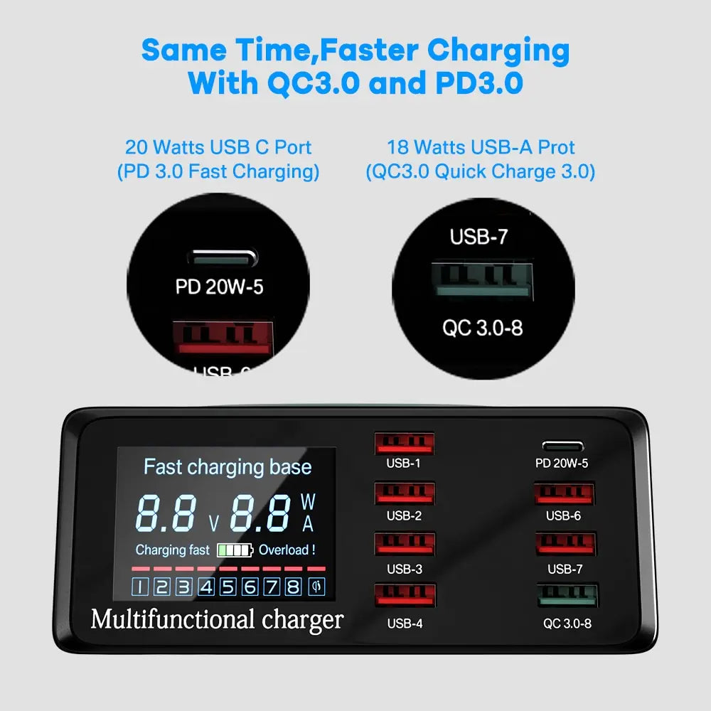 100W 8 Ports USB Charger Station | Grace Galeria