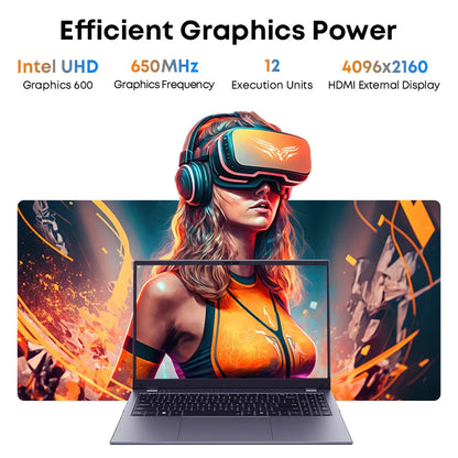 CHUWI HeroBook Plus Laptop 15.6" FHD Screen PC Intel Celeron N4020 UHD Graphics 8GB RAM 256GB SSD Windows 11 Notebook Computer