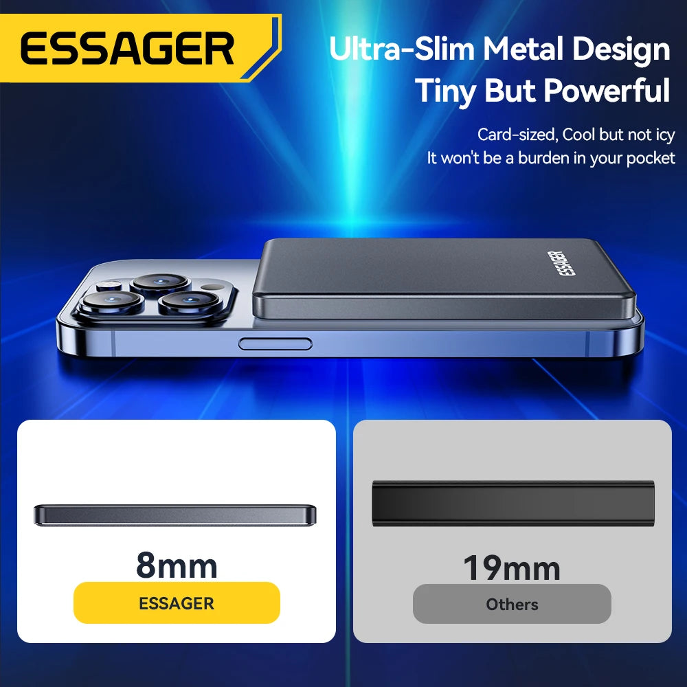 Essager Thin Wireless Power Bank 5000mAh Fast Charge Powerbank Magnetic Portable External Battery Charger for iPhone 15 14 13 12