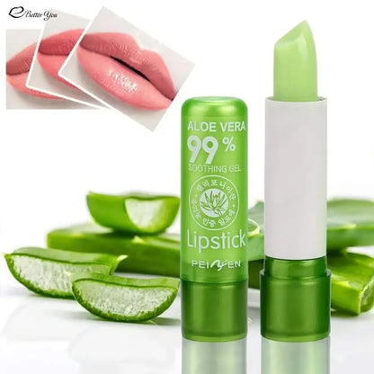 Lip Balm Lipstick Aloe Vera Strawberry Makeup Lip Care Lipstick Color Mood Changing Long Lasting Moisturizing Lipstick Beauty