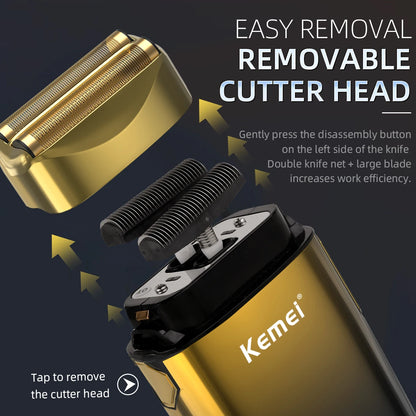 Kemei TX10 New Electric Shaver with LED Display Screen Rechargeable Hair Beard Razor Bald Head Shaving for Men