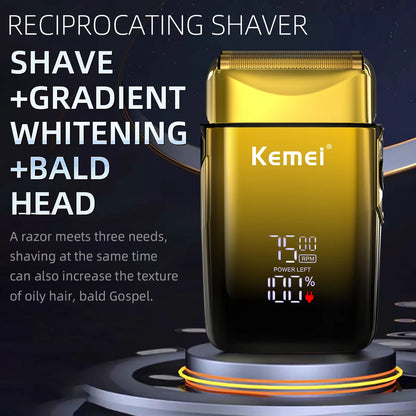 Kemei TX10 New Electric Shaver with LED Display Screen Rechargeable Hair Beard Razor Bald Head Shaving for Men