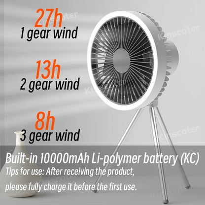 10000mAh Camping Fan Rechargeable | Grace Galeria