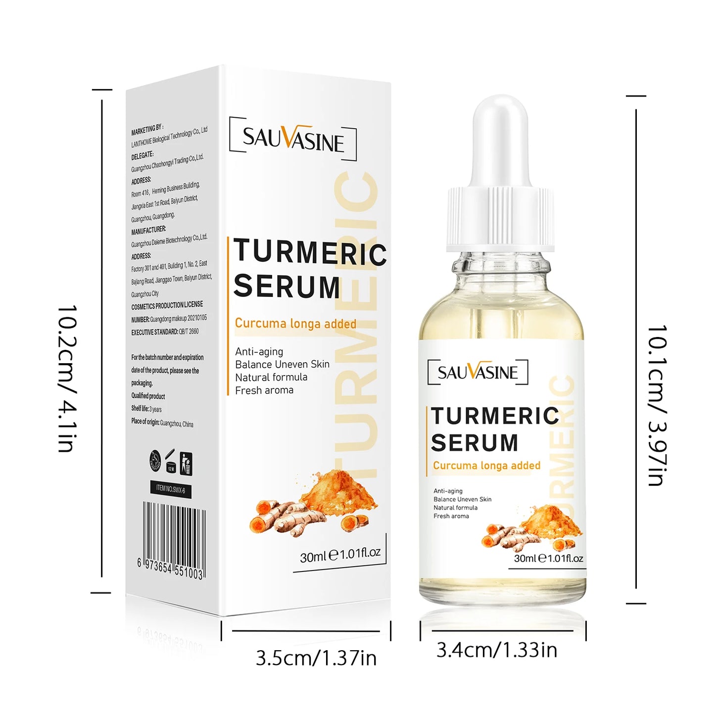 Turmeric Face Whitening Serum Anti Aging Wrinkle Moisturize Reduce Fine Lines Fade Dark Spots Facial Brighten Essence Oil