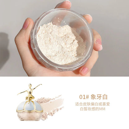 Large Capacity Ballet Small Gold Statue Finishing Powder Waterproof and Sweatproof Makeup Long Lasting Oil Control Face Powder