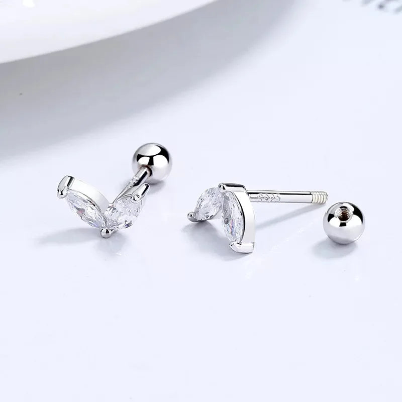 2PC Stainless Steel Little Huggies Hoop Earrings For Women Tiny Crystal Zirconia Pendant Cartilage Earrings Piercing Jewelry