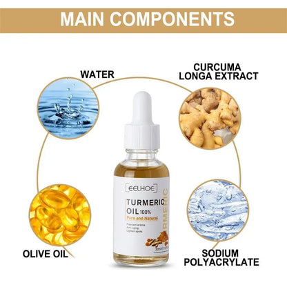 Freckle Remove Turmeric Serum Curcumin Oil Face Whitening Brighten Moisturizing Fade Dark Spot Removal Melaninskin Turmeric Oil