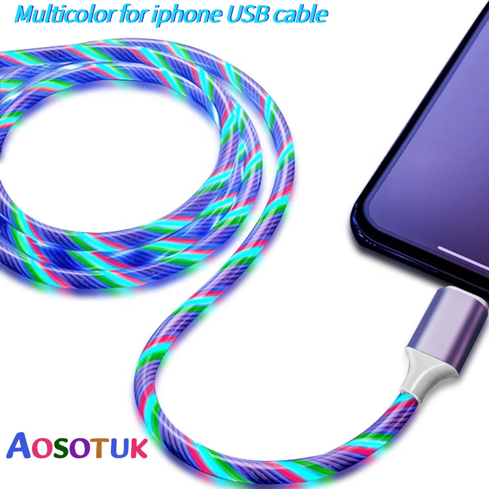 Glowing Usb Cable For iphone cable 14 13 12 11 pro max Xs Xr X SE 8 7 6s plus ipad air fast charging cable For iphone charger