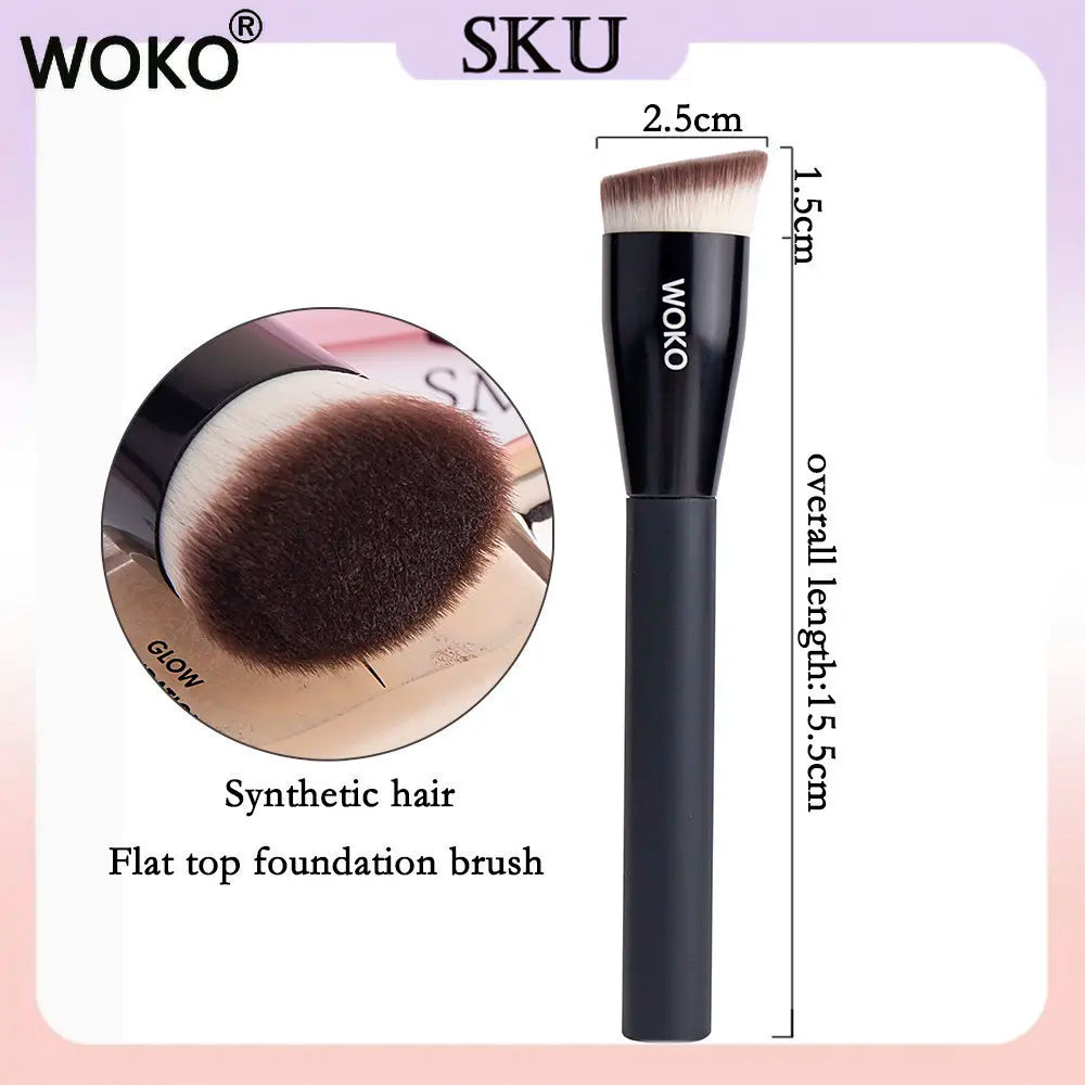 Flat Top Foundation Makeup Brushes Flat Angled Synthetic Hair Face Contour Foundation Liquid Cream Bronzer Buffing Makeup Tool