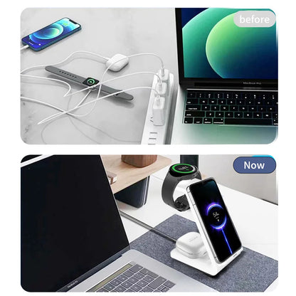 3 in 1 30W Travel Wireless Charger For Samsung Galaxy S23 S22 Watch 6 pro/5/4/3 Active 1 2 Buds 2 Pro Plus Fast Charging Station