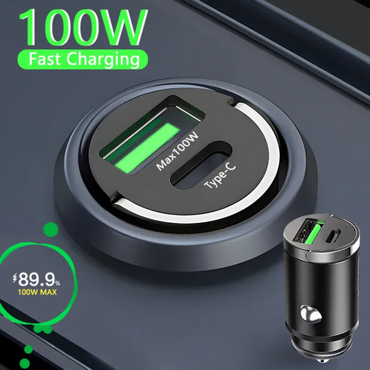 100W Mini Car Charger Lighter Fast Charging | Grace Galeria