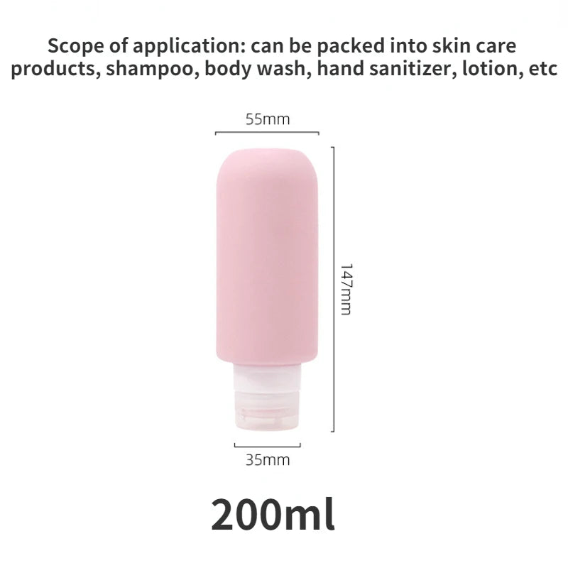 1pcs 200ml Large Capacity Portable Silicone Travel Refillable Bottle Shampoo Body Wash Emulsion Bottle Outdoor Travel Container